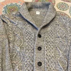 GAP  gray heavy cable knit cotton cardigan sweater large